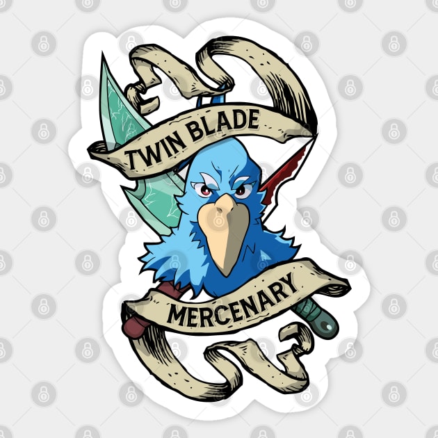 Twin Blade Mercenary Sticker by d4n13ldesigns